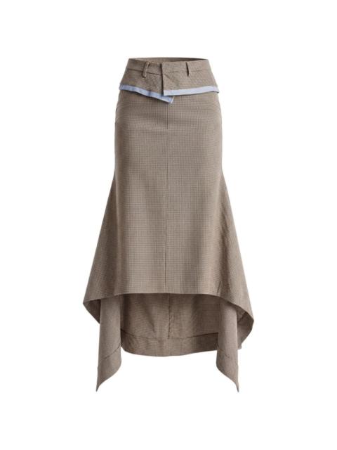 Monse deconstructed-waistband houndstooth midi skirt