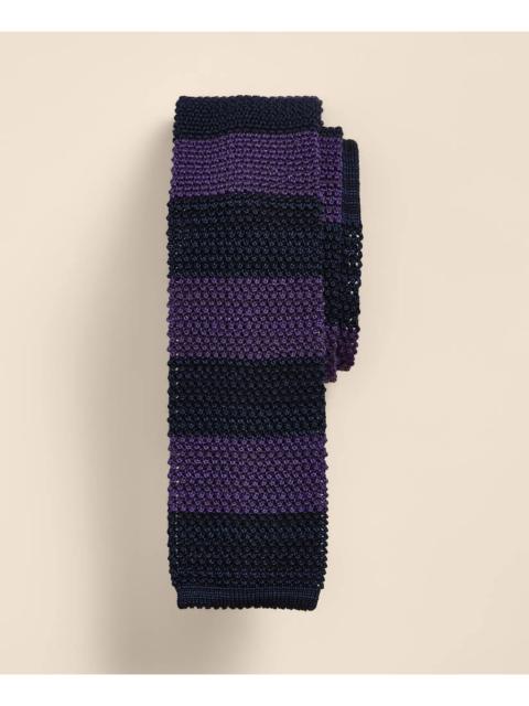 Brooks Brothers Wool-Silk Textured Rugby-Stripe Knit Tie