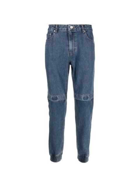 knee-detail elasticated-ankle jeans