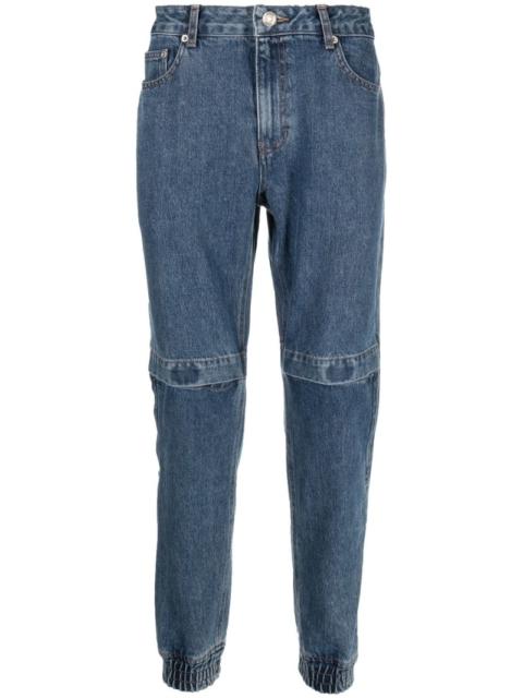 knee-detail elasticated-ankle jeans