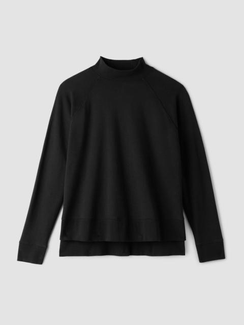 EILEEN FISHER Garment-Dyed Organic Cotton Terry High Neck Top