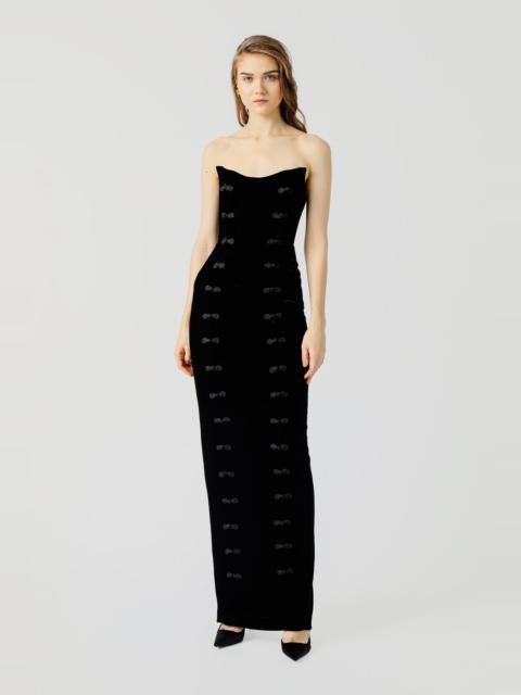SAU LEE AMORA STRAPLESS VELVET DRESS