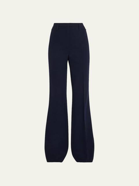 AKRIS Farrah Boot-Cut Mid-Rise Wool Pants