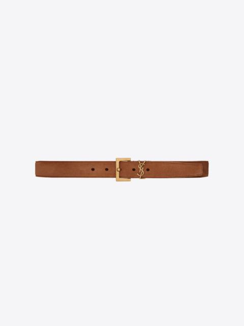 SAINT LAURENT monogramme belt with square buckle in suede