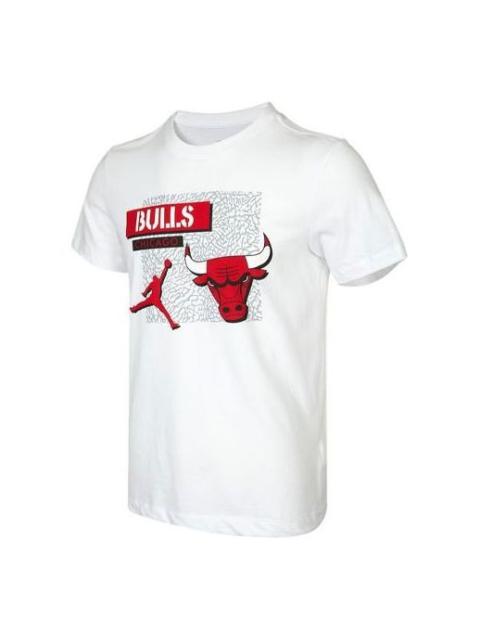 Jordan Men's Air Jordan Chicago Bulls Basketball Sports Printing Round Neck Short Sleeve White T-Shirt DA66