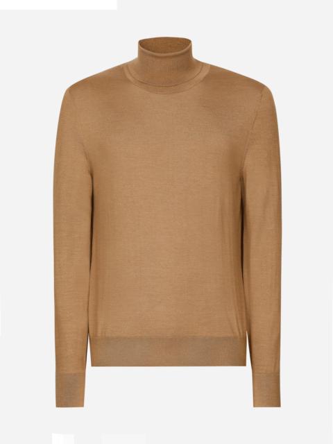 Cashmere and silk turtle-neck sweater