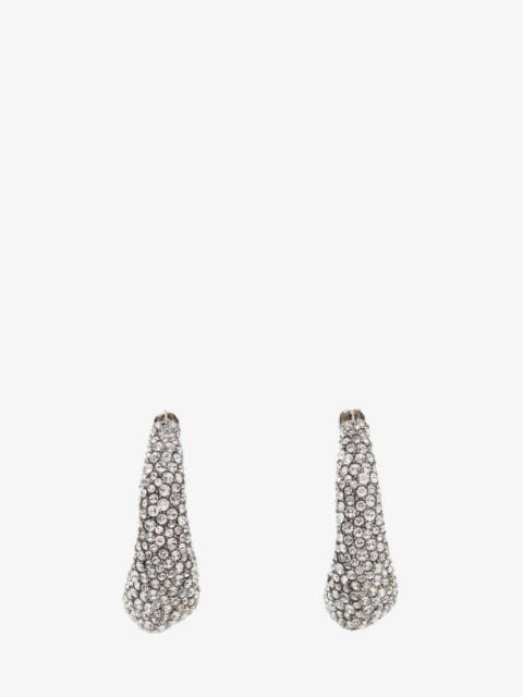Alexander McQueen Women's Molten Pave Earrings in Antique Silver
