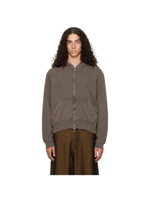 Omar Afridi Brown Shabby Full Zipped Hoodie