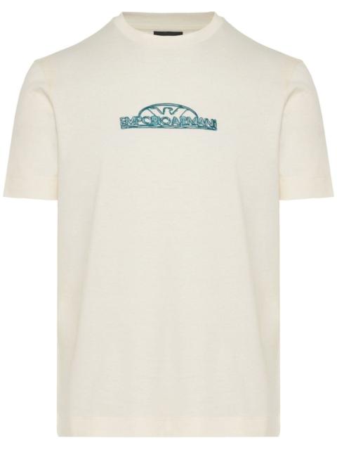 EMPORIO ARMANI logo-embroidered crew neck T-shirt