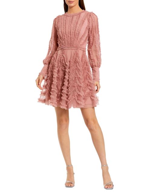 MAC DUGGAL Women's Micro Ruffled Mesh Minidress - Rose