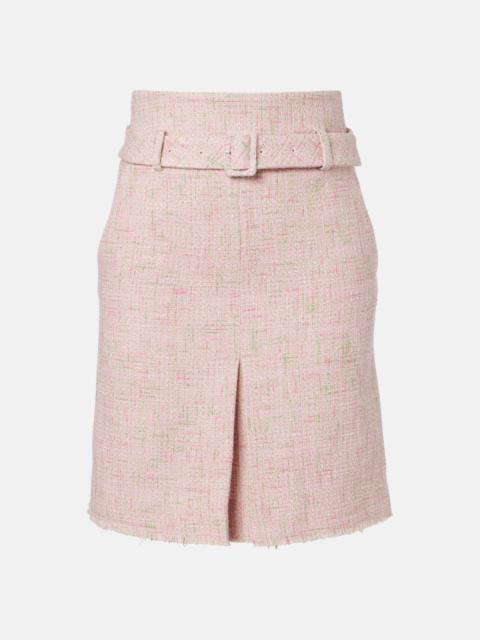 SHUSHU/TONG Belted cotton-blend tweed pencil skirt