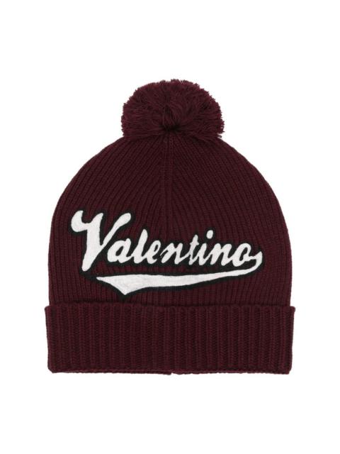 Valentino embroidered logo beanie hat