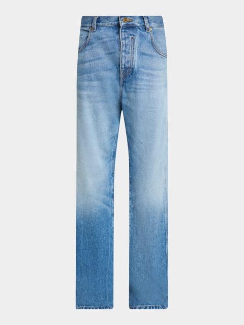 Balmain Men's Loose-Fit Faded Denim Jeans