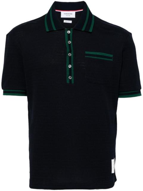 Thom Browne Pointelle cotton knit polo shirt