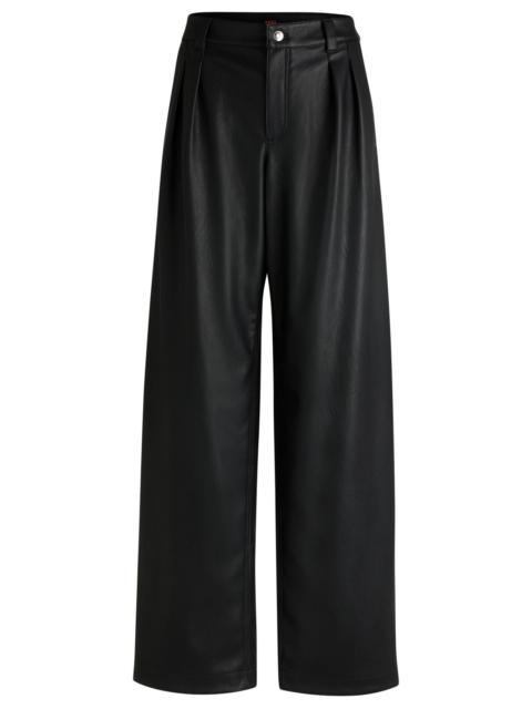 BOSS LOOSE-FIT WIDE-LEG TROUSERS IN FAUX LEATHER