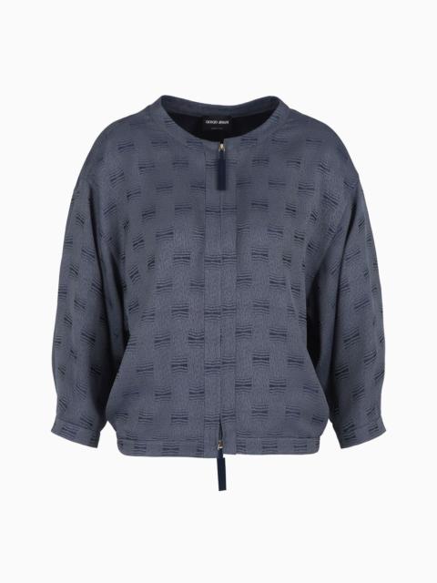 GIORGIO ARMANI Jacquard viscose zip-up shirt