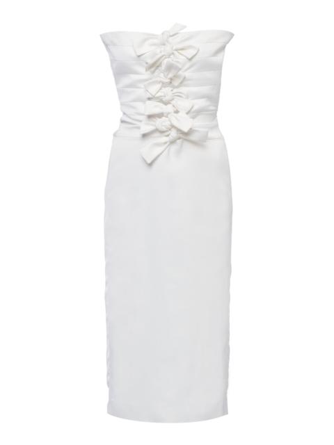 Strapless Satin Midi Dress white