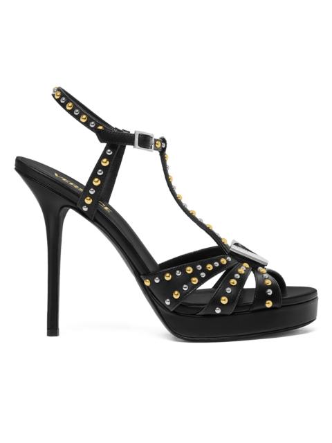 VERSACE Women's 120MM Studded Leather Sandals - Black Versace Gold Palladium
