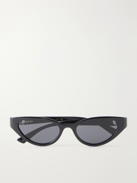 GUCCI Hailey Interlocking G-detailed cat-eye injection sunglasses Black