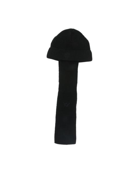 OPEN YY ribbed-knit scarf-tie beanie hat