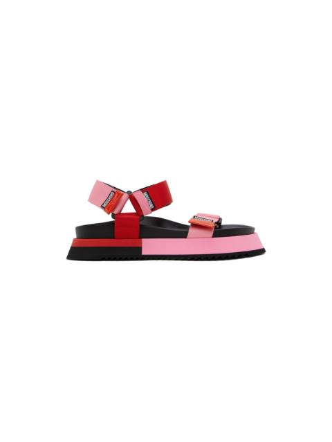 Pink & Red Logo Tape Sandals