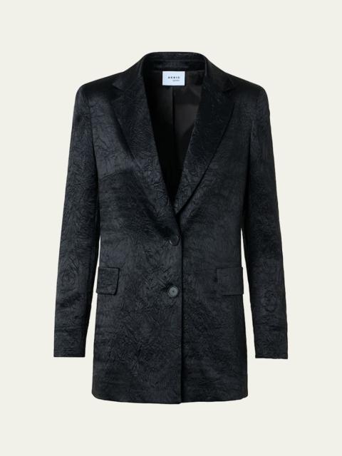 AKRIS Crinkled Satin Single-Breasted Blazer Jacket