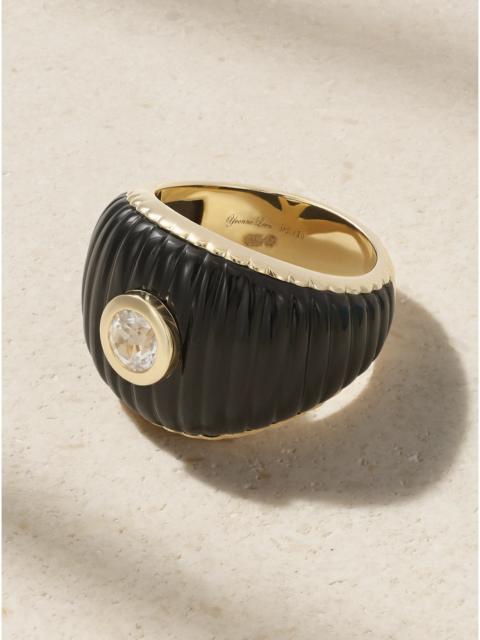 Yvonne Léon Bague 9-karat Gold, Onyx And Topaz Ring
