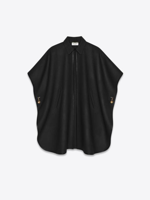 SAINT LAURENT cape in cashmere with leather piping