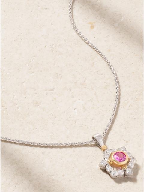 Buccellati 14-karat White And Yellow Gold Diamond And Sapphire Necklace