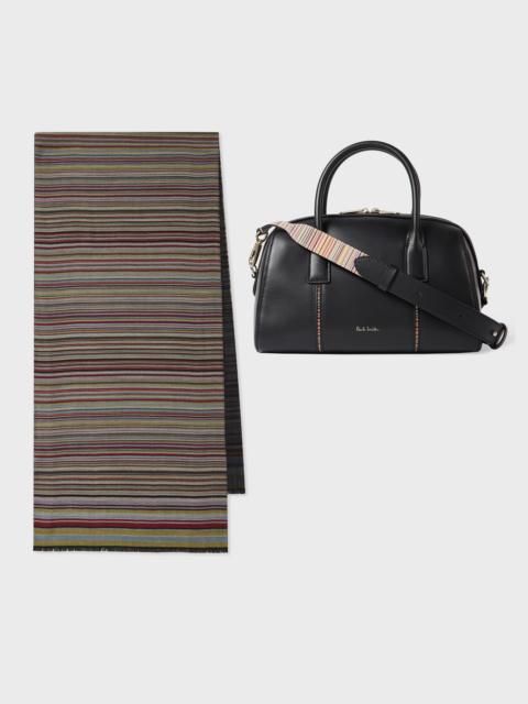 Paul Smith Women's Black 'Boston' Bag & 'Signature Stripe' Scarf Set