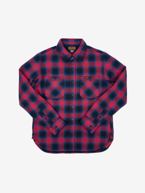 Iron Heart IHSH-379-RED Ultra Heavy Flannel Ombré Check Work Shirt - Red
