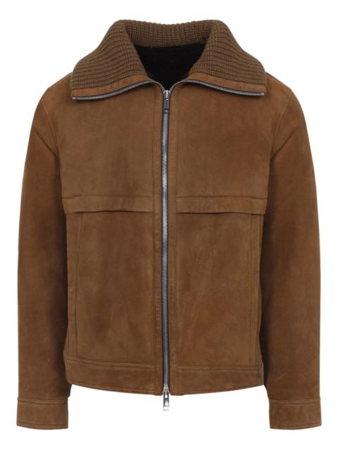 Yves Salomon knitted-collar suede jacket