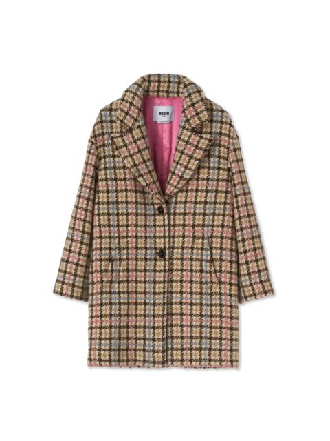 MSGM Blended wool coat with "Houndstooth Check" motif