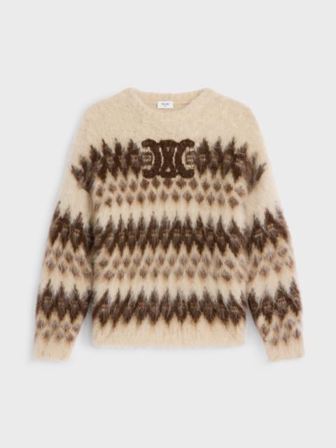 CELINE crew neck sweater in fair isle mohair