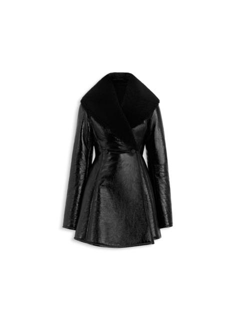 Alaïa PATENT LEATHER AND SHEARLING PRINCESS COAT