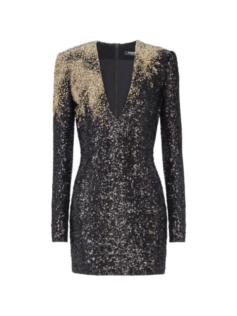 Balmain open neck embroidered dress