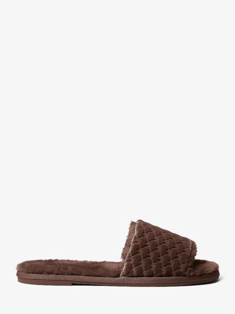 MICHAEL KORS Alexis Logo Debossed Velvet Slide Sandal