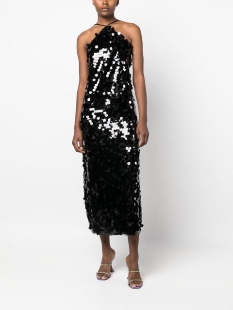 ROTATE sequin halterneck midi dress