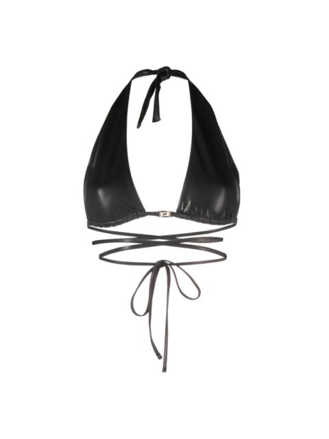 Greca-detailed triangle bikini top