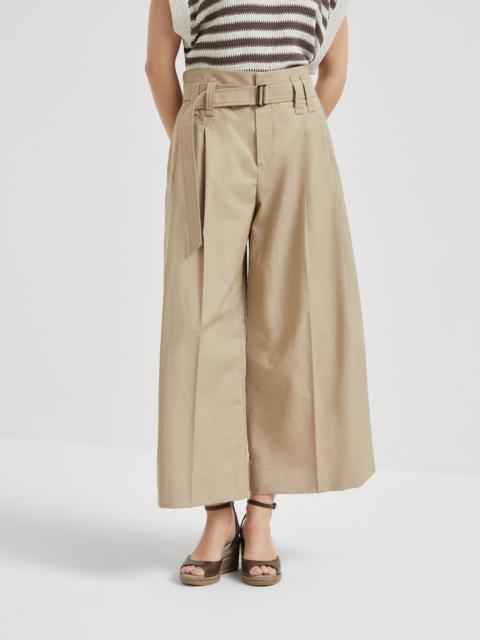 Brunello Cucinelli Techno cotton texture twill cropped pleated trousers