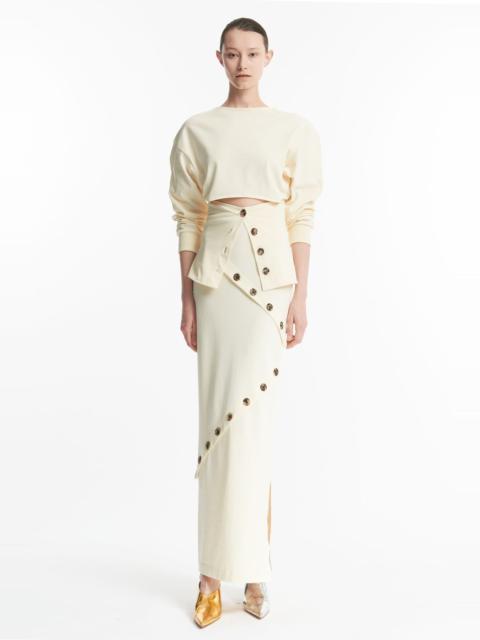 A.W.A.K.E. MODE FITTED JERSEY MAXI SKIRT IVORY