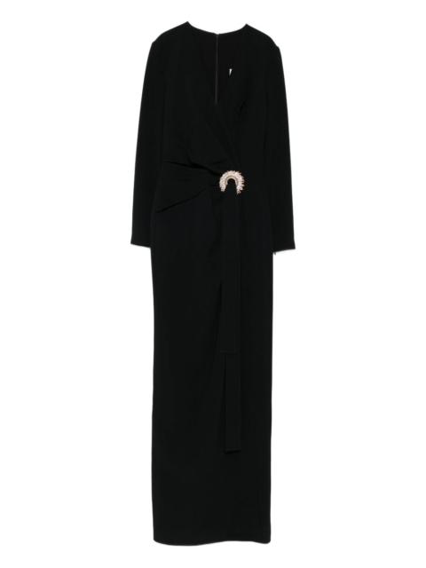 ELIE SAAB crystal-embellished wrap maxi evening dress