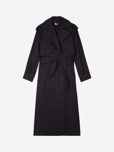 The Kooples FLUID TRENCH COAT IN NAVY WOOL BLEND