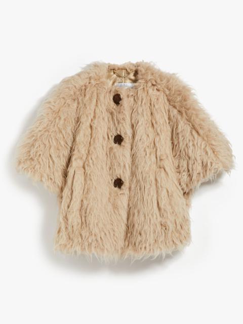 CALAMO Crew-neck cape in long-haired wool