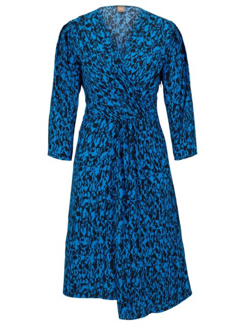 BOSS WRAP-FRONT V-NECK DRESS WITH SEASONAL PRINT