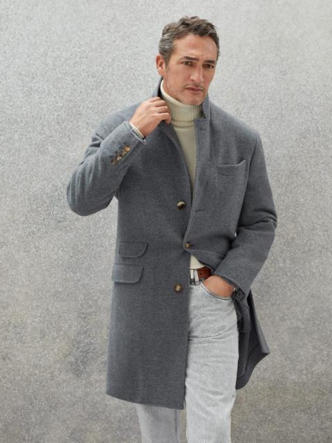 Water-resistant lightweight cashmere overcoat