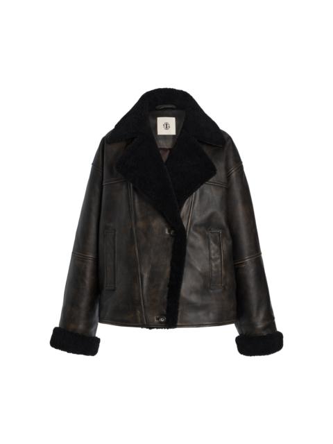 The Garment Val D. Aviator Lambskin Leather Jacket brown