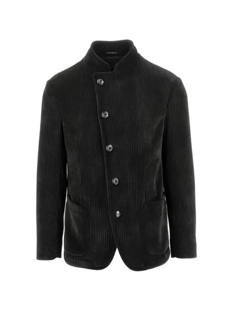 EMPORIO ARMANI corduroy-effect offset-fastening jacket