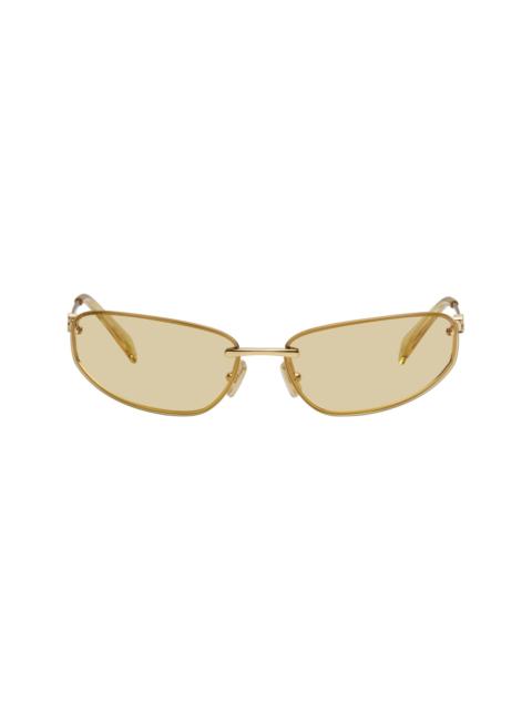 Miu Miu Gold Rimless Metal Oval Sunglasses