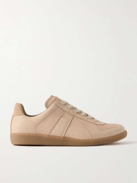 Replica Suede-Trimmed Leather Sneakers